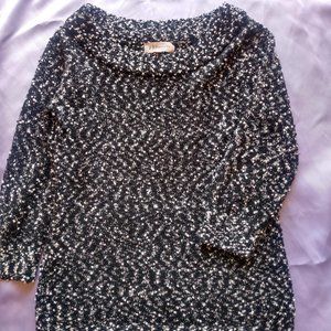 Philosophy Black & White Speckled Round Neck Sweater
